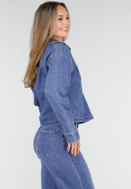 Redial Jeans Denim Top met Halve Rits