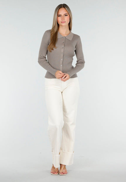 OP=OP.AV.10 Vest met Lange Mouwen in Bruin