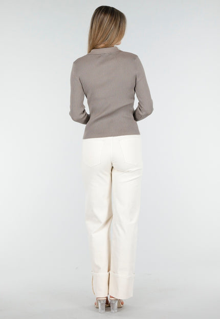 OP=OP.AV.10 Vest met Lange Mouwen in Bruin