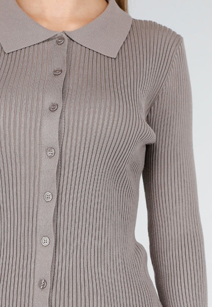 OP=OP.AV.10 Vest met Lange Mouwen in Bruin