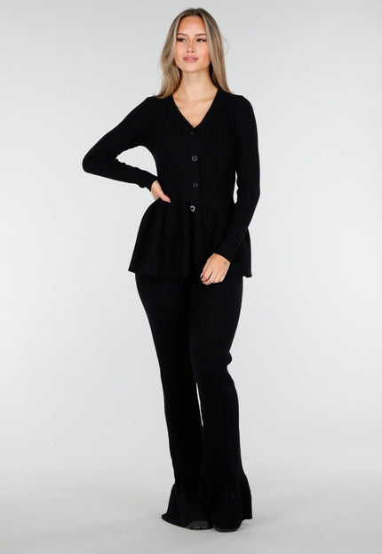 OP=OP.AV.10 Zwart Geribde Stretch Two-Piece Set