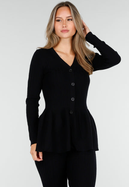 OP=OP.AV.10 Zwart Geribde Stretch Two-Piece Set