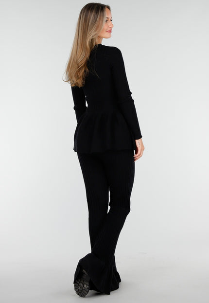 OP=OP.AV.10 Zwart Geribde Stretch Two-Piece Set