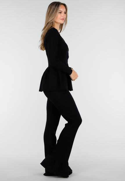 OP=OP.AV.10 Zwart Geribde Stretch Two-Piece Set