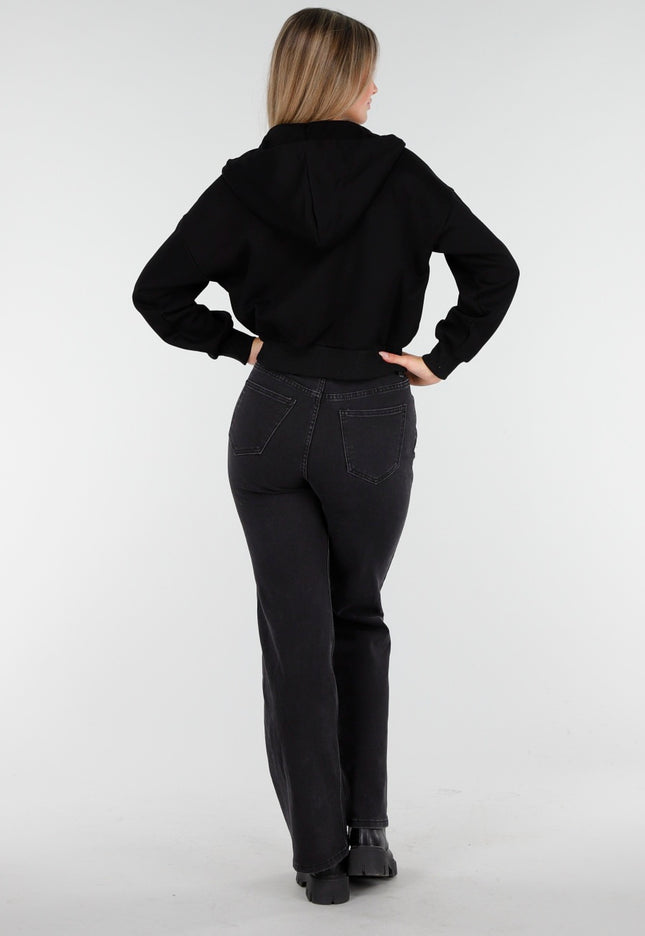 OP=OP.AV.10 Zwart Vest met Capuchon en Rits