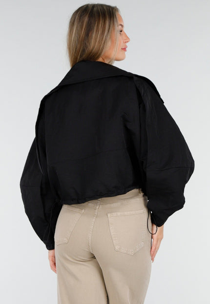 OP=OP.AV.10 Zwarte Cropped Windbreaker Jas
