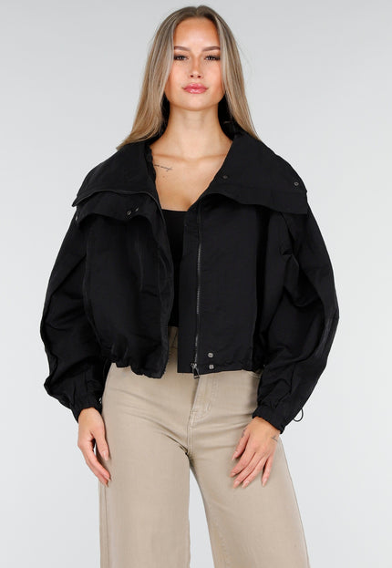 OP=OP.AV.10 Zwarte Cropped Windbreaker Jas