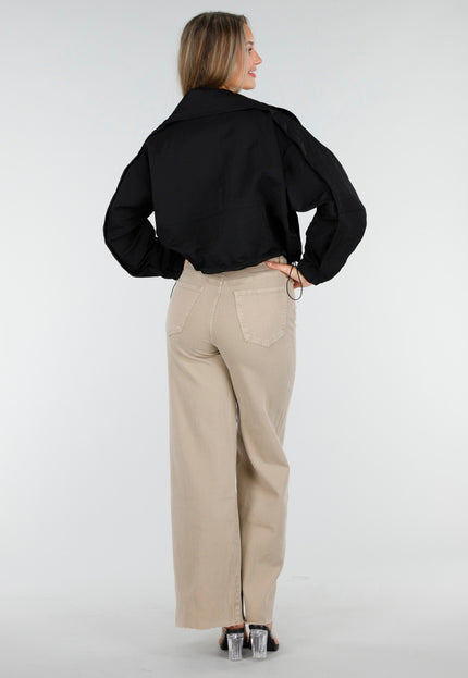 OP=OP.AV.10 Zwarte Cropped Windbreaker Jas