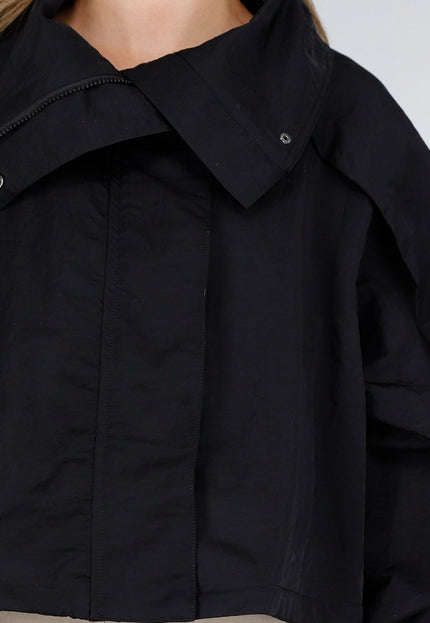 OP=OP.AV.10 Zwarte Cropped Windbreaker Jas