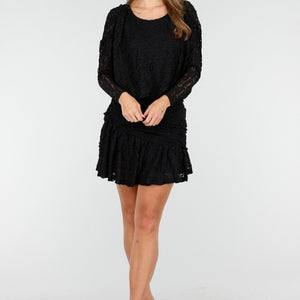 OP=OP.AV.10 Zwarte Jurk met Kant en Stretch