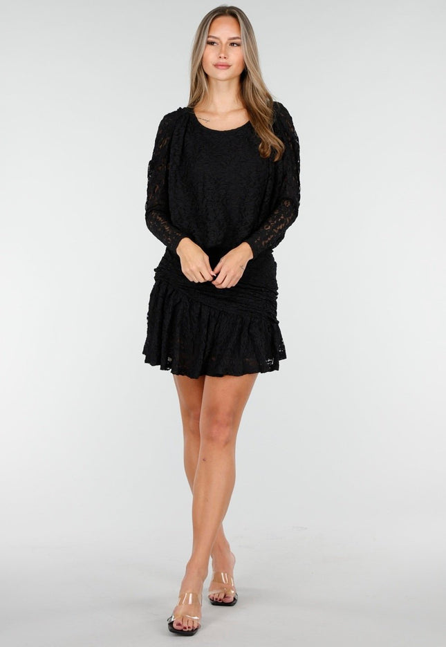 OP=OP.AV.10 Zwarte Jurk met Kant en Stretch