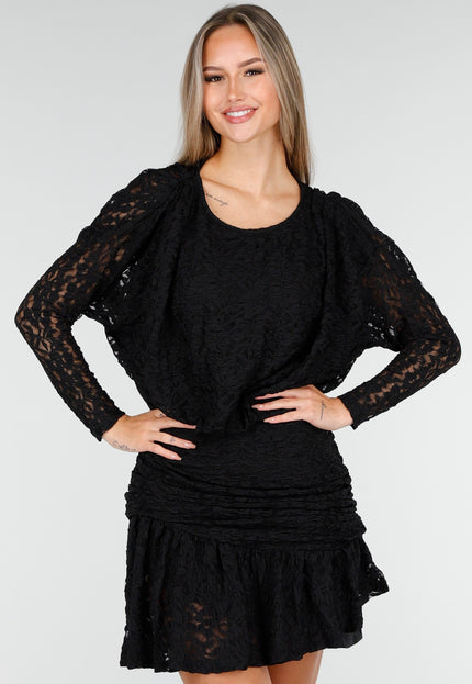 OP=OP.AV.10 Zwarte Jurk met Kant en Stretch