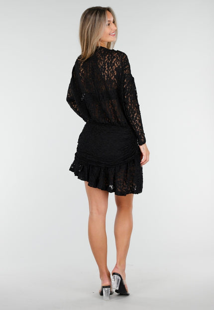 OP=OP.AV.10 Zwarte Jurk met Kant en Stretch