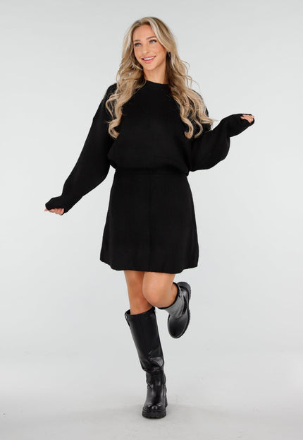 NEW170925 Zwarte Knit Set met Rok