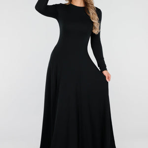 NEW170925 Zwarte Maxi Jurk met Stretch