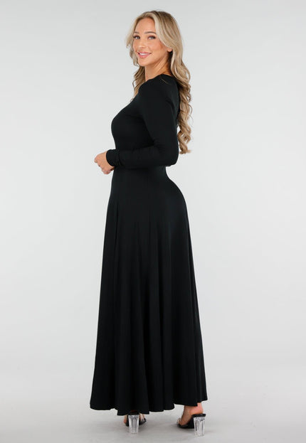 NEW170925 Zwarte Maxi Jurk met Stretch