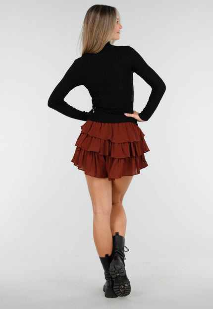 NEW170925 Zwarte Stretch Coltop Dames