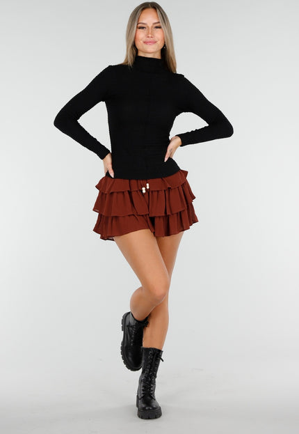 NEW170925 Zwarte Stretch Coltop Dames