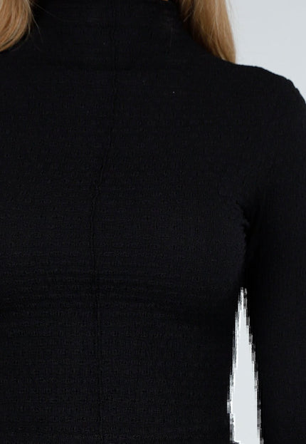 NEW170925 Zwarte Stretch Coltop Dames