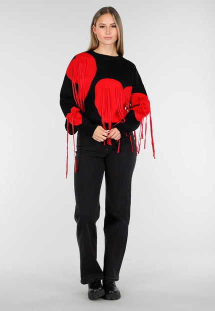 OP=OP.AV.10 Zwarte Sweater met Rode Hartjes