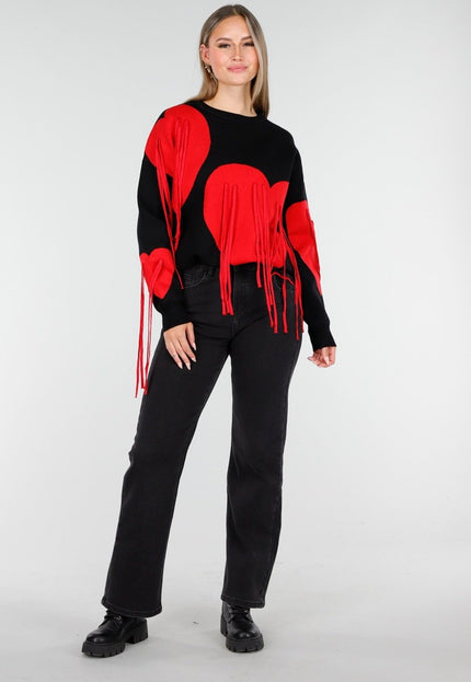 OP=OP.AV.10 Zwarte Sweater met Rode Hartjes