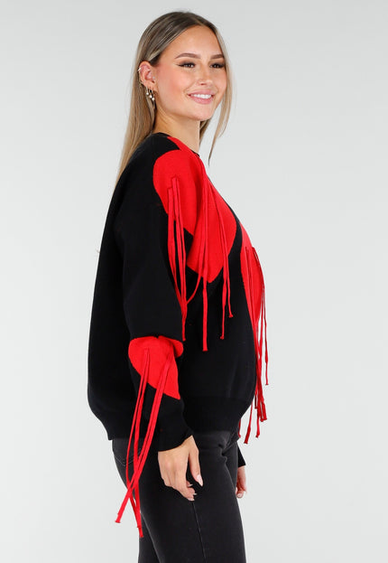 OP=OP.AV.10 Zwarte Sweater met Rode Hartjes
