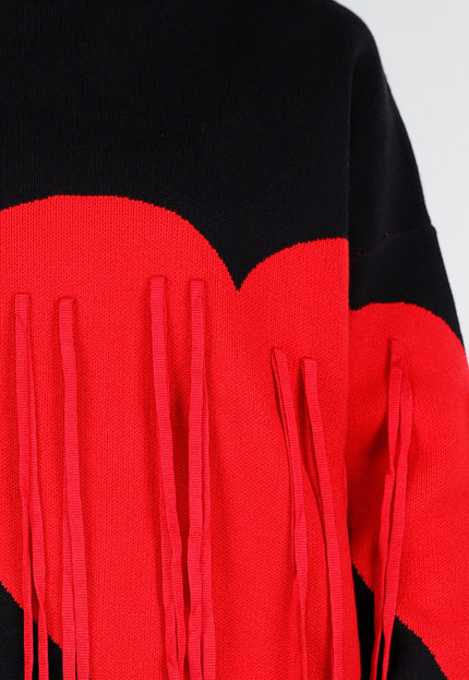 OP=OP.AV.10 Zwarte Sweater met Rode Hartjes