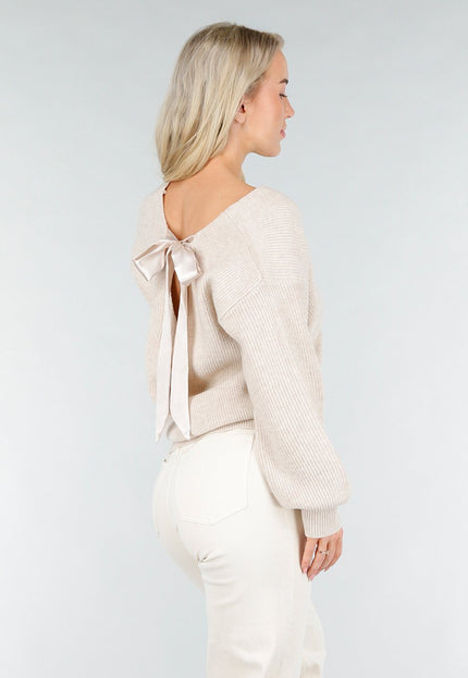 OP=OP.03.NL Beige Trui met Strik op de Rug
