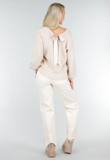 OP=OP.03.NL Beige Trui met Strik op de Rug