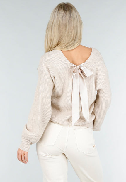 OP=OP.03.NL Beige Trui met Strik op de Rug