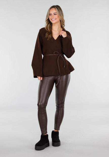 NEW171225 Bruine Leatherlook legging