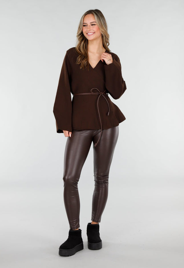 NEW171225 Bruine Leatherlook legging