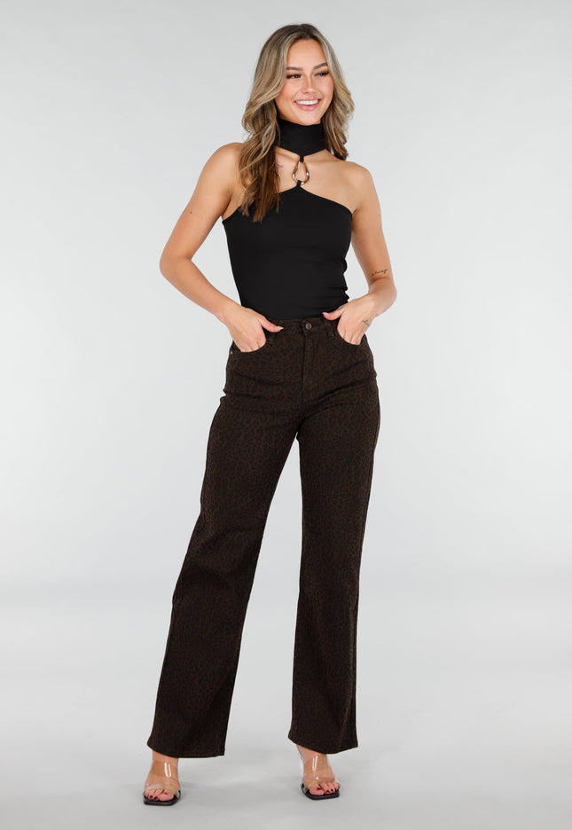 OP=OP.04.NL Bruine Leopard Jeans