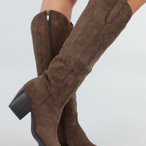 NEW171225 Bruine Suède Cowboyboots