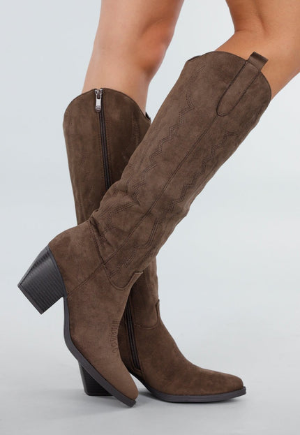 NEW171225 Bruine Suède Cowboyboots