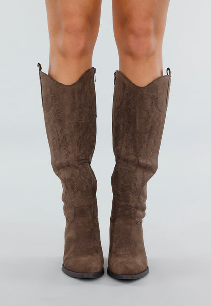NEW171225 Bruine Suède Cowboyboots