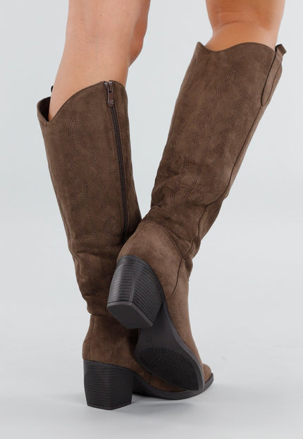 NEW171225 Bruine Suède Cowboyboots