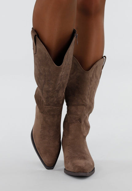 NEW171225 Bruine Suède Cowboylaarzen