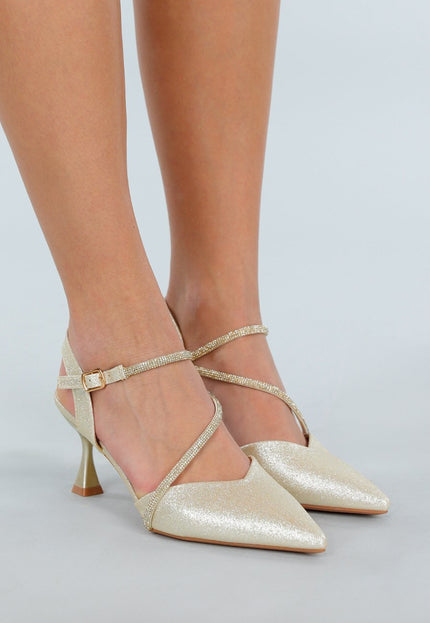 NEW171225 Gouden Glitter Pumps