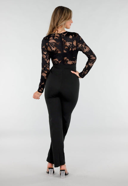 NEW171225 Nette Zwarte Jumpsuit met Kant