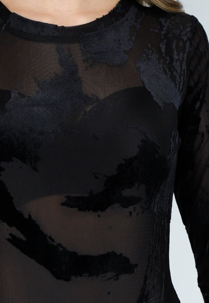 NEW171225 Zwarte Mesh Velvet Body