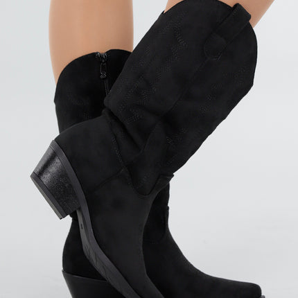 NEW171225 Zwarte Suède Cowboylaarzen