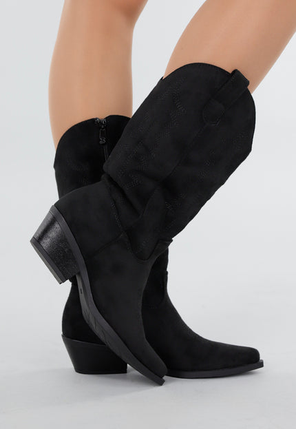 NEW171225 Zwarte Suède Cowboylaarzen