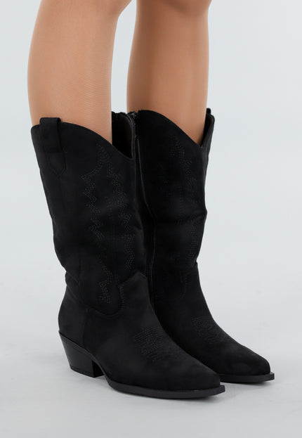 NEW171225 Zwarte Suède Cowboylaarzen