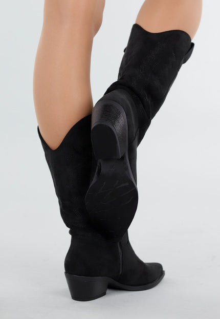 NEW171225 Zwarte Suède Cowboylaarzen