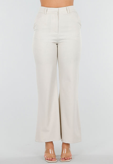 NEW180226 Beige Flared Pantalon met Stretch