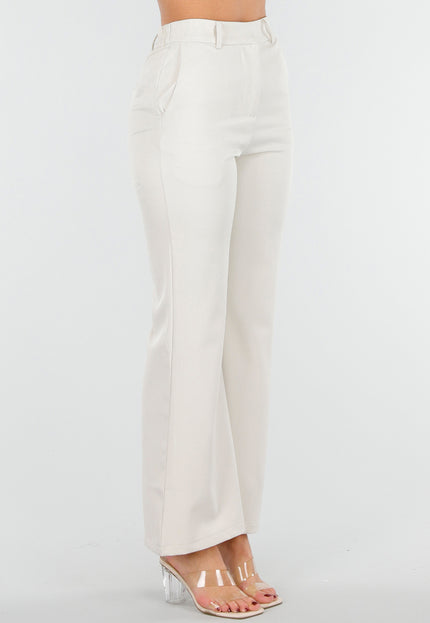 NEW180226 Beige Flared Pantalon met Stretch