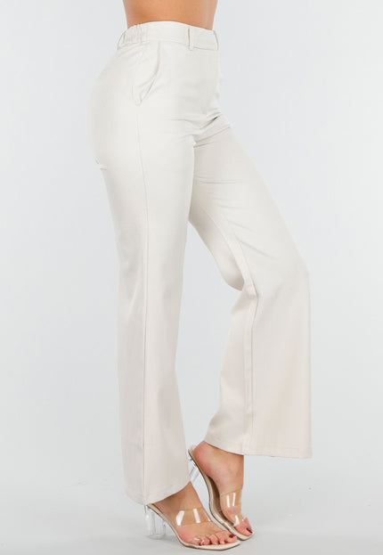 NEW180226 Beige Flared Pantalon met Stretch