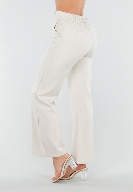 NEW180226 Beige Flared Pantalon met Stretch