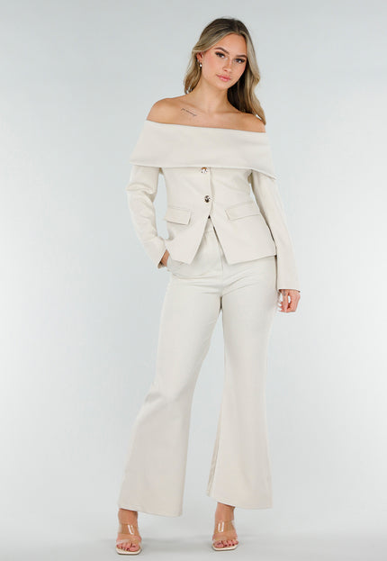 NEW180226 Beige Flared Pantalon met Stretch